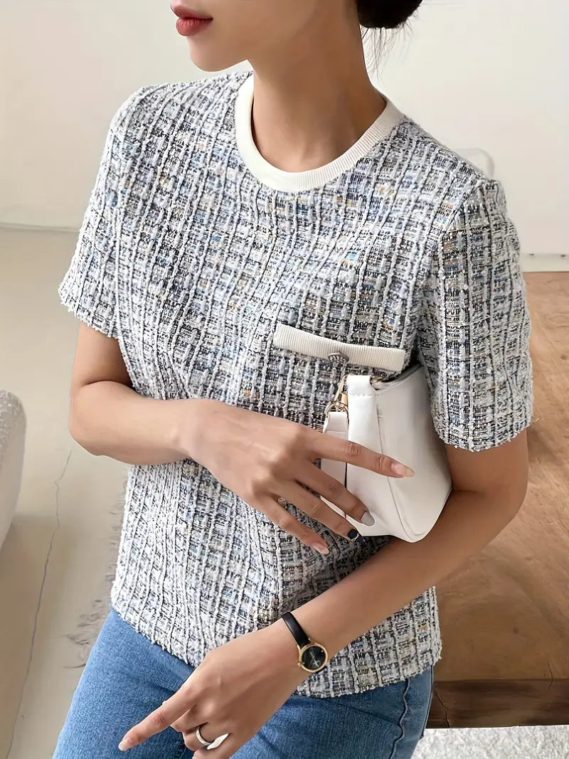 Texturiertes Tweed T-Shirt