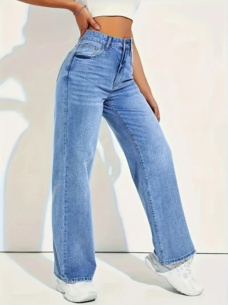 Stilvolle Hellblaue Stretch-Jeans mit Geradem Schnitt