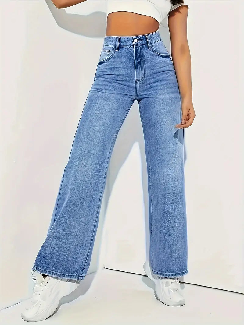 Stilvolle Hellblaue Stretch-Jeans mit Geradem Schnitt