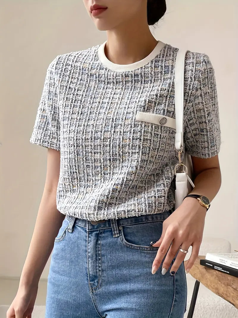 Texturiertes Tweed T-Shirt