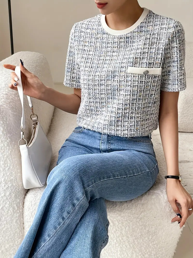 Texturiertes Tweed T-Shirt