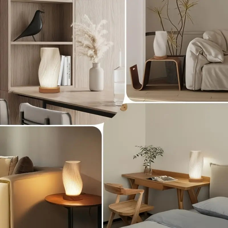 Nachtlampe mit Holzfuß