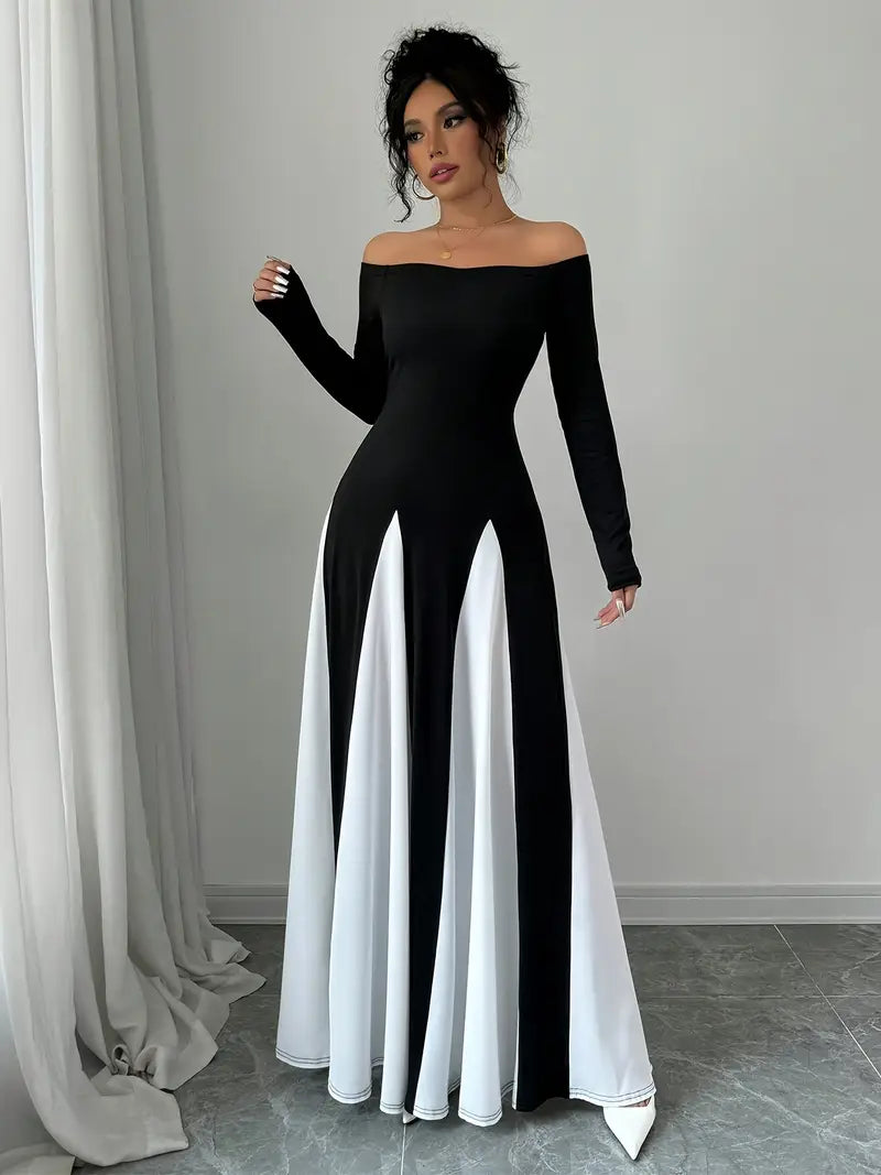 Schwarzes und Weißes Symphonie-Kleid