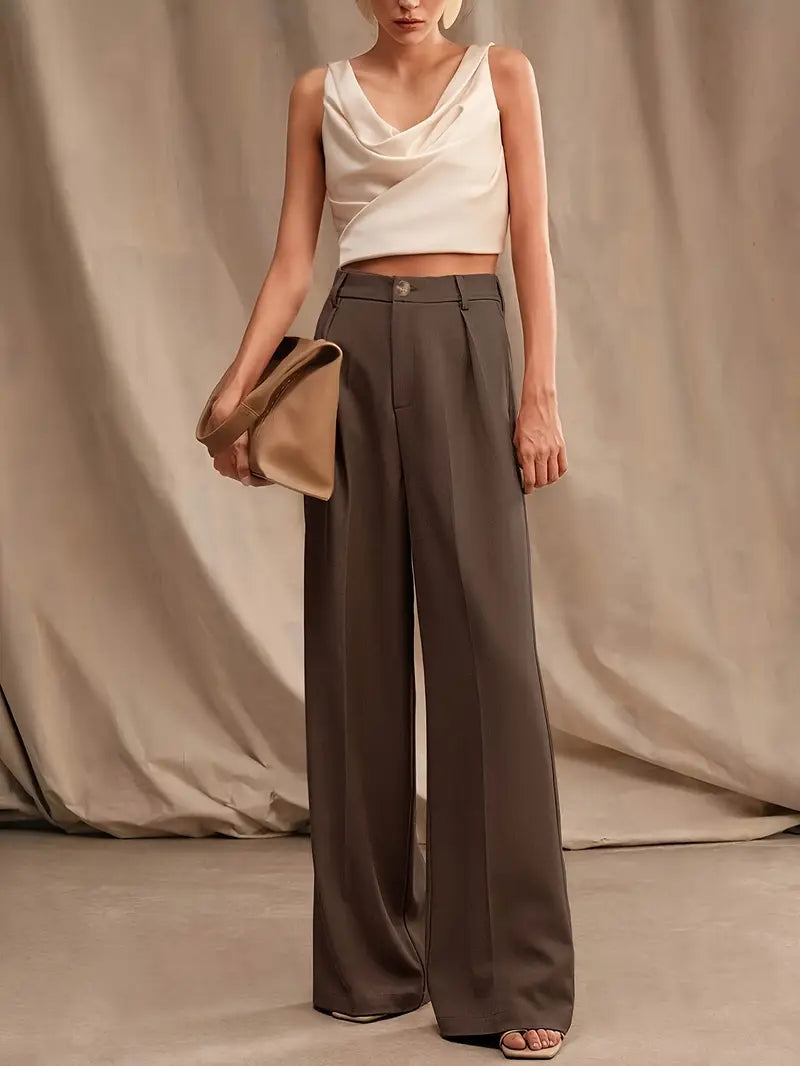 Elegante Unifarbene Weite Hose