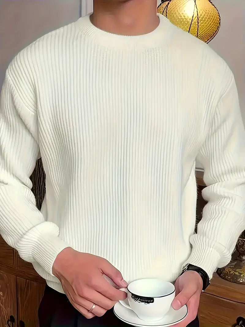 Pullover aus Baumwollmischung mit Rundhalsausschnitt Weiss