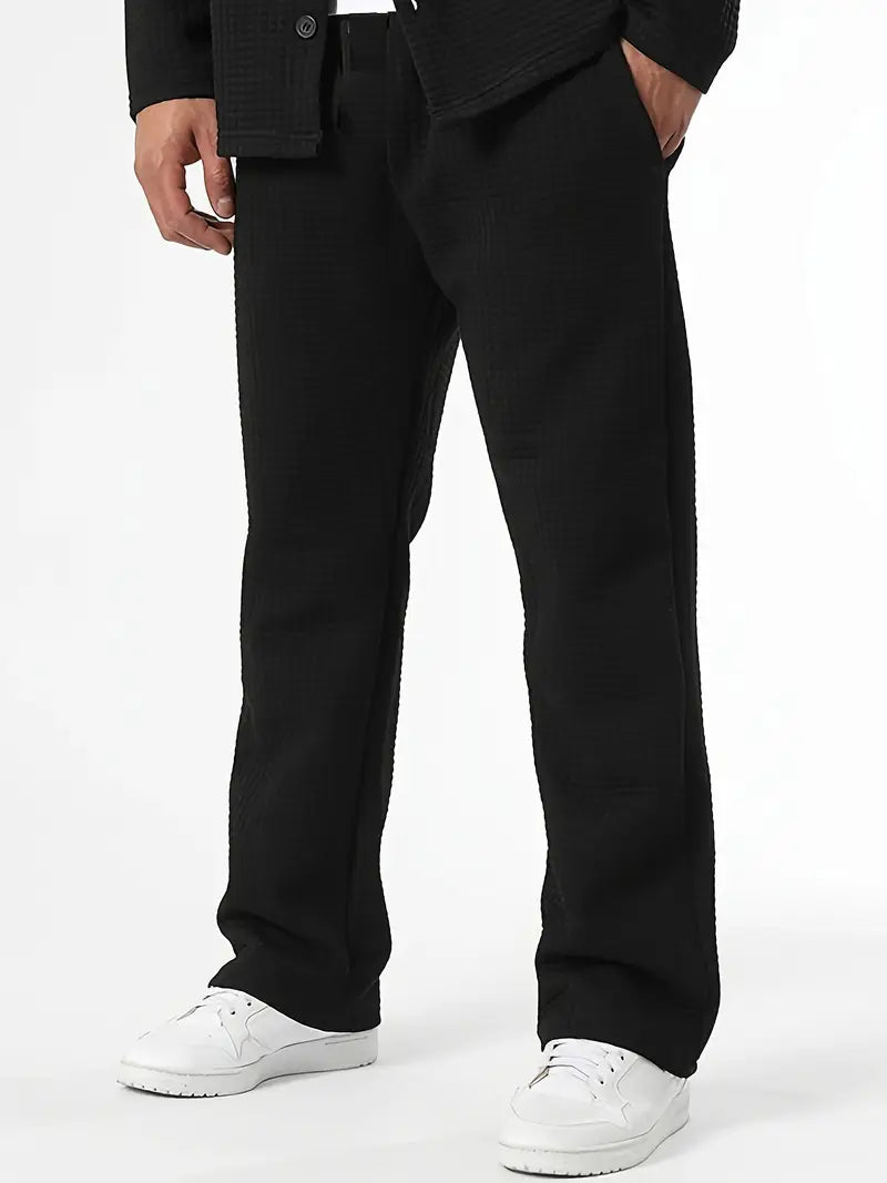 Outfit mit einfarbigem Langarmshirt & Hose Schwarz