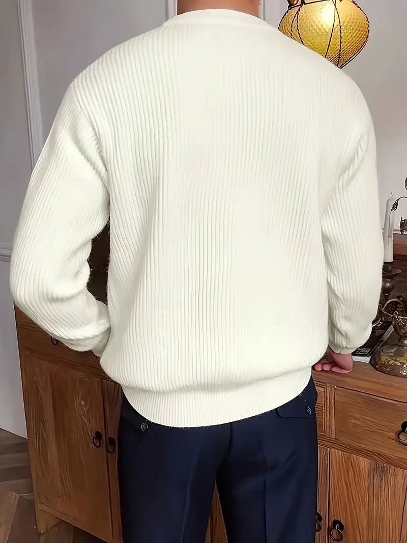Pullover aus Baumwollmischung mit Rundhalsausschnitt Weiss