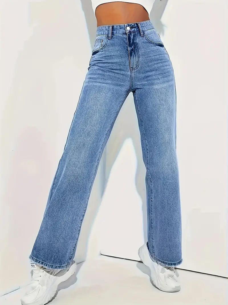 Stilvolle Hellblaue Stretch-Jeans mit Geradem Schnitt