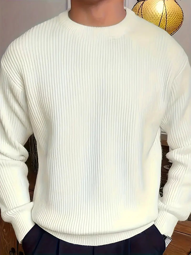 Pullover aus Baumwollmischung mit Rundhalsausschnitt Weiss
