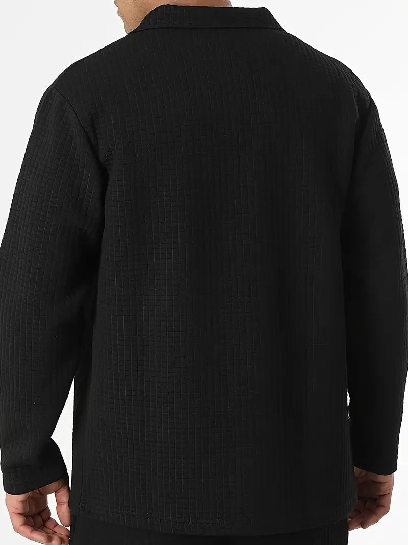 Outfit mit einfarbigem Langarmshirt & Hose Schwarz