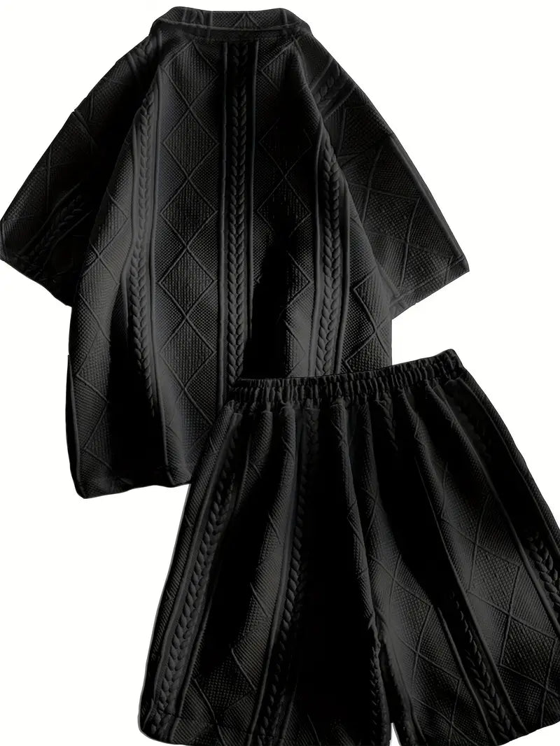 HERREN JACQUARD SET 2-TEILIG GRAU SCHWARZ