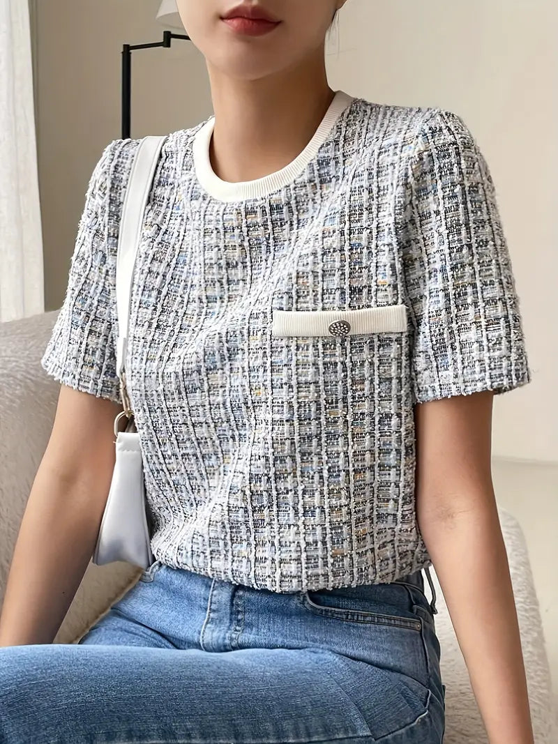 Texturiertes Tweed T-Shirt