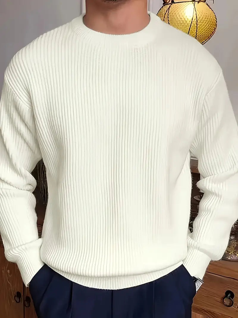 Pullover aus Baumwollmischung mit Rundhalsausschnitt Weiss
