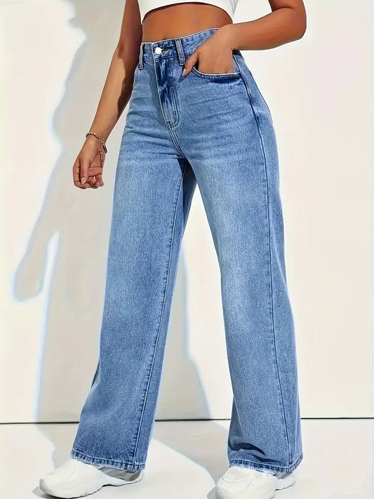 Stilvolle Hellblaue Stretch-Jeans mit Geradem Schnitt