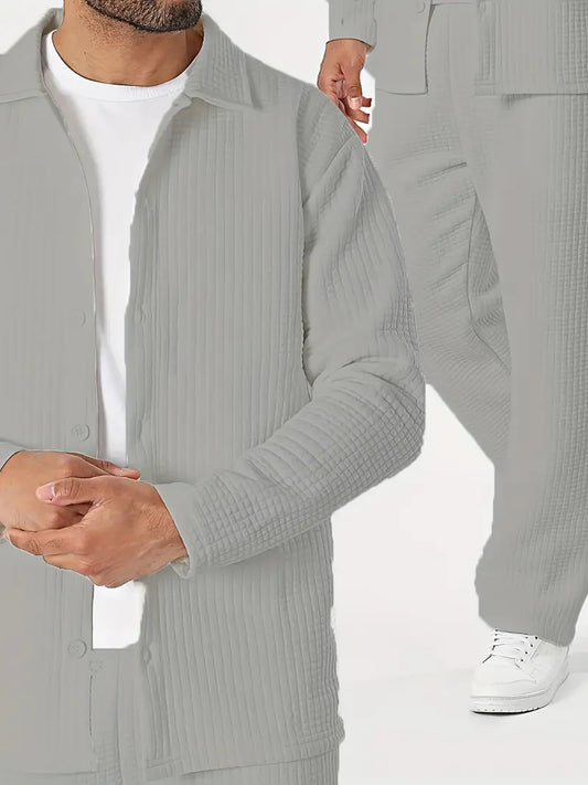 Outfit mit einfarbigem Langarmshirt & Hose Grau