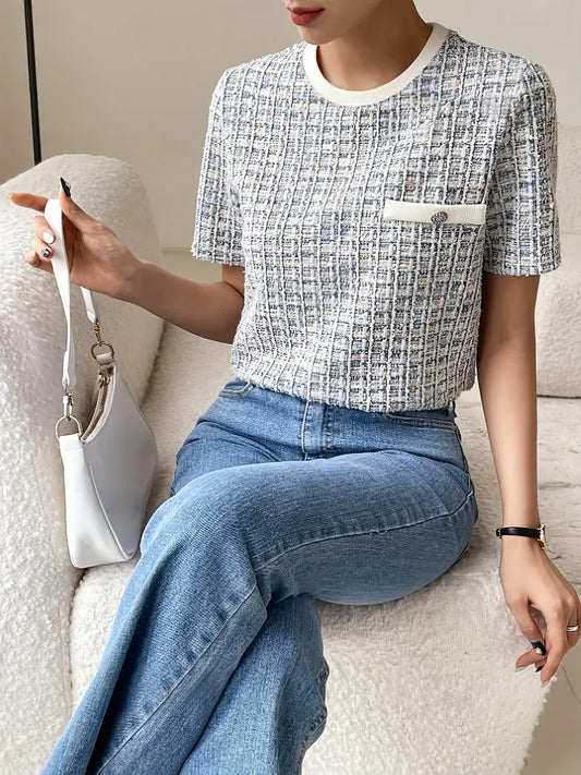 Texturiertes Tweed T-Shirt