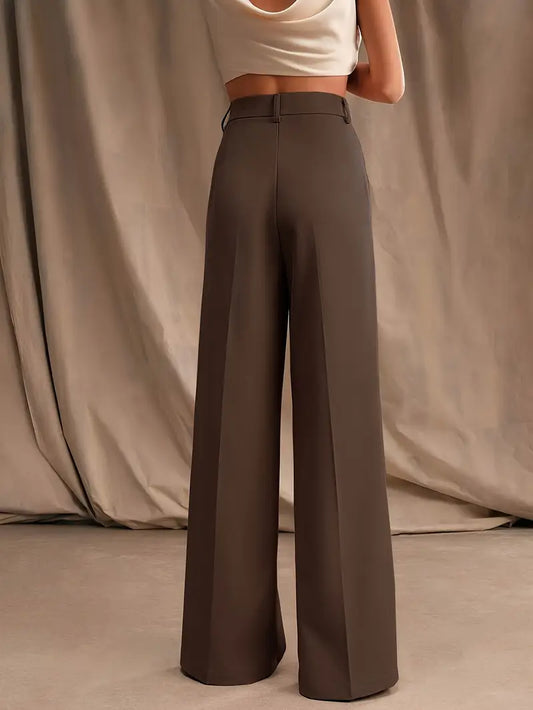 Elegante Unifarbene Weite Hose