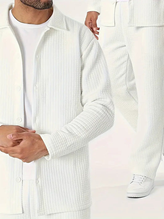 Outfit mit einfarbigem Langarmshirt & Hose Weiss
