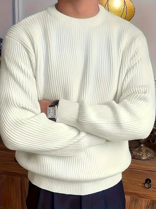 Pullover aus Baumwollmischung mit Rundhalsausschnitt Weiss