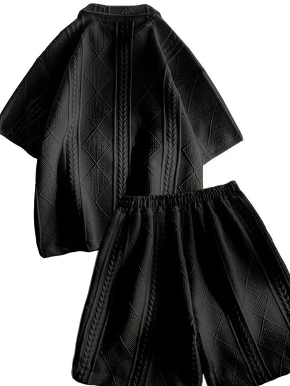 HERREN JACQUARD SET 2-TEILIG GRAU SCHWARZ